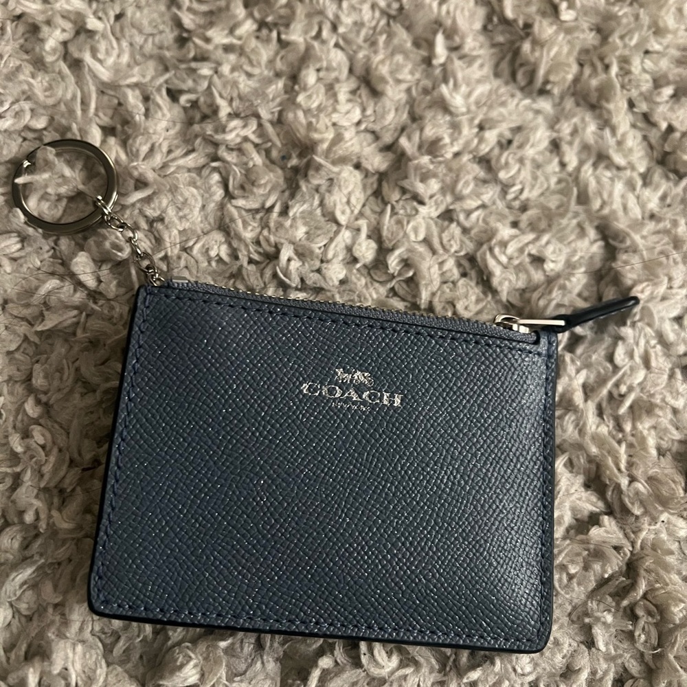 Coach Navy Blue Leather Coin Pouch